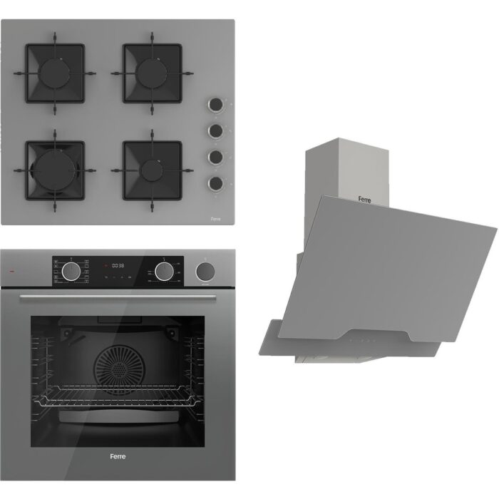 Ferre Steamart Ss Serisi Gri Set (SS208 + XE64CPR +D065 ) - Kare Emaye Izgara - Görsel 1