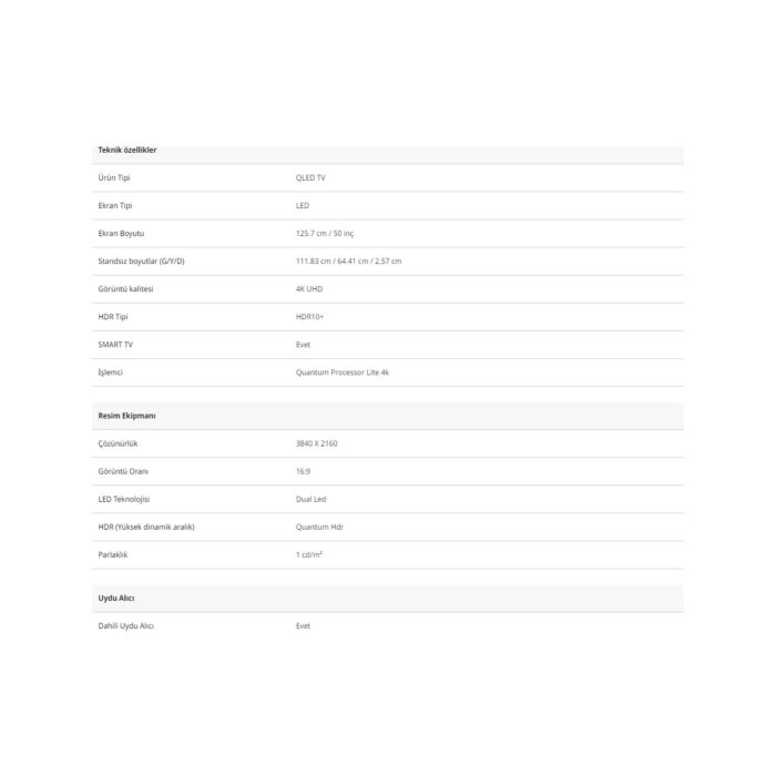 Samsung 50Q60D 50" 126 Ekran Uydu Alıcılı 4K Ultra HD Smart QLED TV - Görsel 5