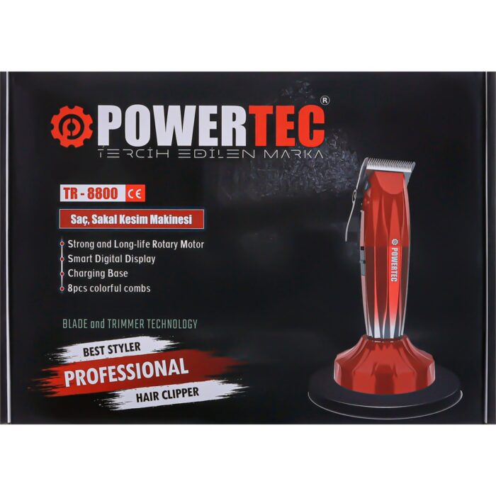 Powertec TR-8800 Dijital 8adet Taraklı Profesyonel Saç Tıraş Makinesi - Görsel 2