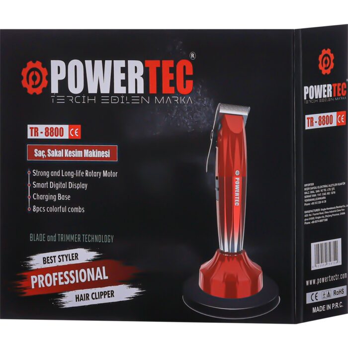 Powertec TR-8800 Dijital 8adet Taraklı Profesyonel Saç Tıraş Makinesi - Görsel 3