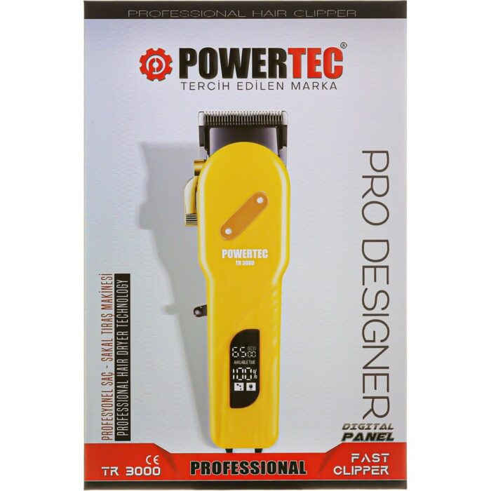 Powertec TR-3000 Profesyonel Saç Tıraş Makinesi – Ayarlanabilir Bıçak, Sessiz Çalışma ve Ergonomik Kullanım - Görsel 2