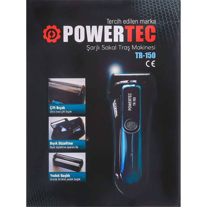 Powertec TR-150 Profesyonel Şarjlı Günlük Sakal Tıraş Makinesi Sinekkaydı Tıraş ve Erkek Bakım - Görsel 5