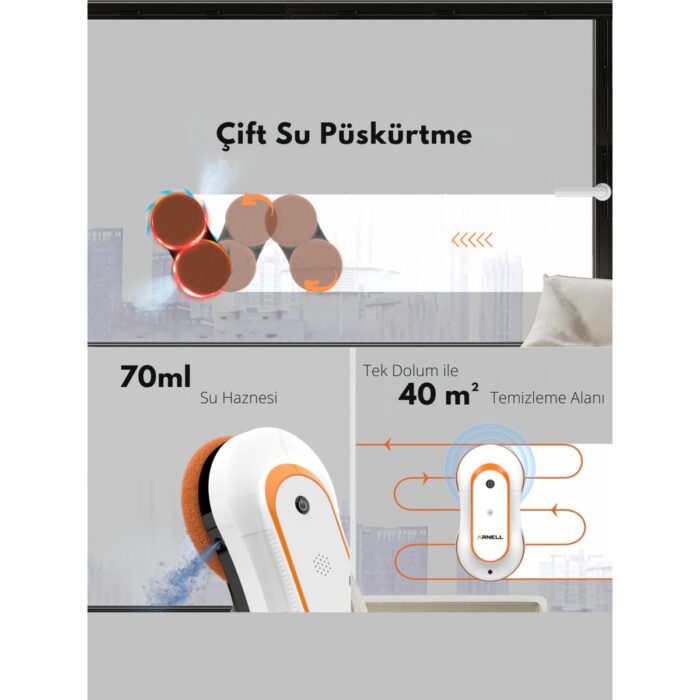 Arnell Cam Silme Robotu Cambaz Aktive Akıllı Cam Temizleme Robotu WCR-2310Y - Görsel 3