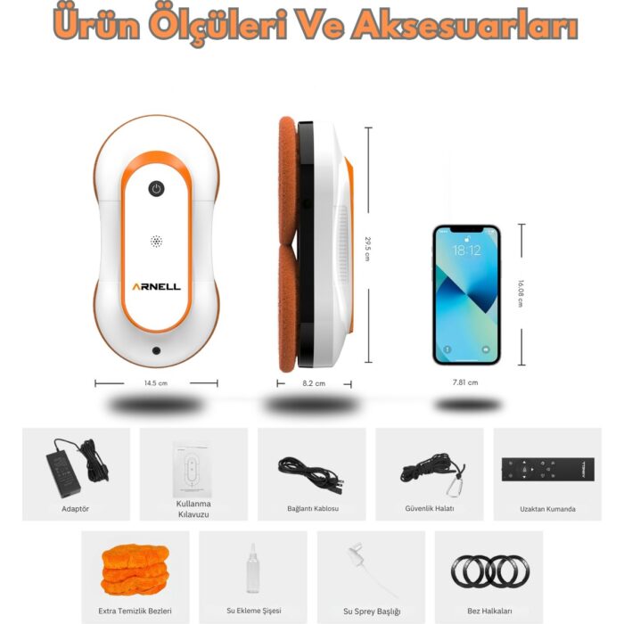Arnell Cam Silme Robotu Cambaz Aktive Akıllı Cam Temizleme Robotu WCR-2310Y - Görsel 5