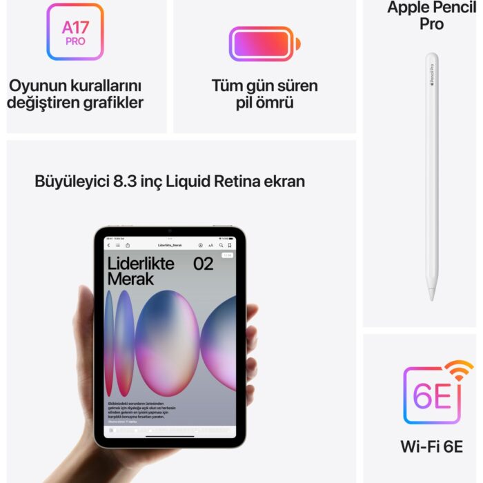 Apple iPad Mini 128GB 8.3" Wi-Fi Tablet Mavi MXN73TU/A - Görsel 5