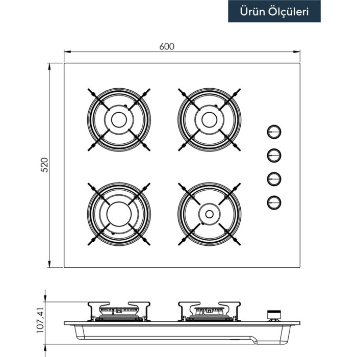 Kumtel Italian Design Cam Ankastre Ocak KO-40TAHDF - Görsel 3