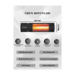 Hottable Supreme Plus 2000 Watt Uzaktan kumandalı Isı Kademeli Su Geçirmez Dış Ortam Isıtıcı - Görsel 2