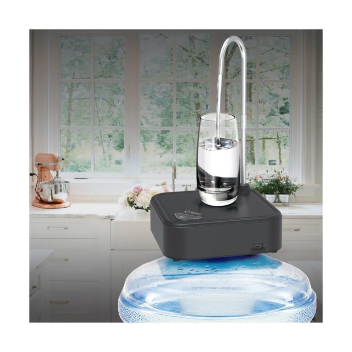 Kiwi Kwp 8520 USB Şarjlı Su Pompası - 5,5 cm Damacana ile Uyumlu, BPA İçermeyen, Paslanmaz Çelik Musluk, Siyah - Görsel 2