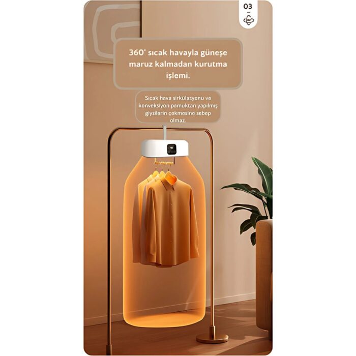 Goldenowl Royues 10 Kg A++ Isı Pompalı Kurutma Makinesi Hızlı Kurutma UV Mavi Işık Sterilizasyon Dijital Panel - Görsel 2