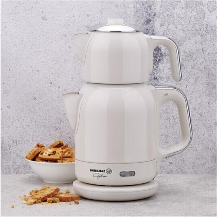 110000808582588.jpg Korkmaz Çaytema Elekt. Çaydanlık VanilyaKrom 1.7 lt - Görsel 1