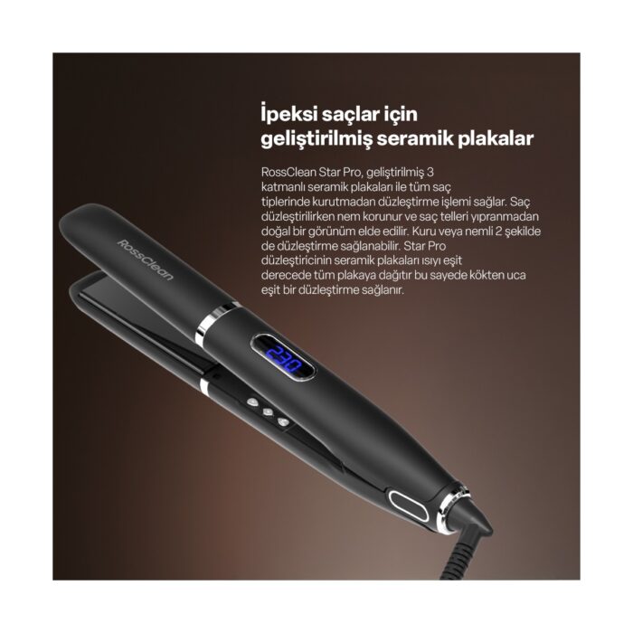 RossClean Favored Star Pro 2in1 LED Ekranlı Saç Düzleştirici - Görsel 3