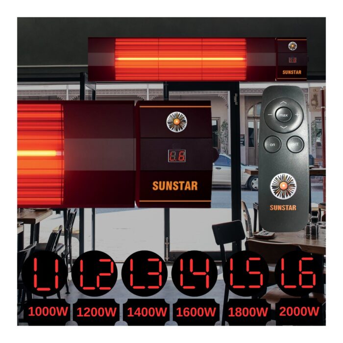 Sunstar Dış Mekan Halojen Soba Infrared Isıtıcı Kumandalı 2000W - Görsel 5