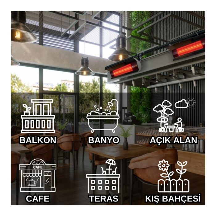 Sunstar Dışmekan Halojen Soba Infrared Isıtıcı 2000W - Görsel 4