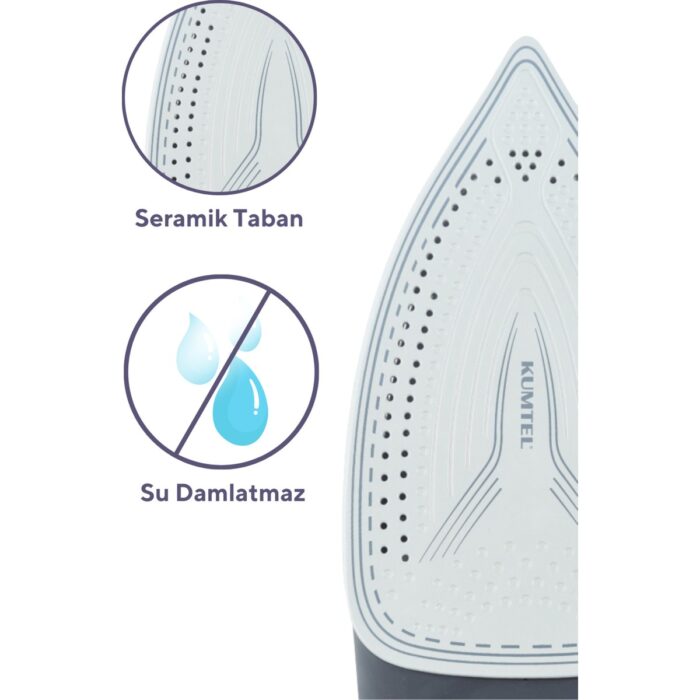 Kumtel 2400 Watt Seramik Mor Buharlı Ütü Mu-04 - Görsel 2