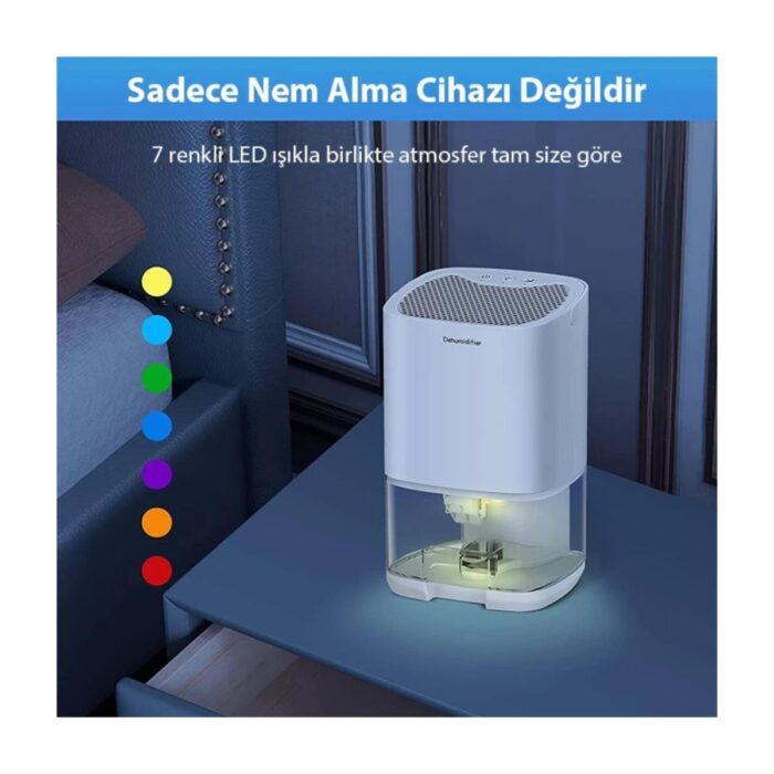 Coofbe Led Işıklı Otomatik Banyo Mutfak Oda Dolap 1000ml Nem Alma Cihazı Mantar Rutubet Nem Önleyici - Görsel 3