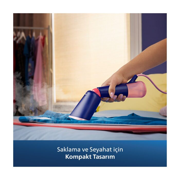 Philips STH5030/20 5000 Serisi El Tipi Buharlı Düzleştirici, Seyahat için Taşınabilir, Tak ve Çalıştır,  Lacivert, - Görsel 5