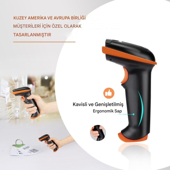 Tera 1d 2d Qr Barkod Tarayıcı Pil Seviyesi Göstergeli Darbeye Dayanıklı Kablosuz El Tipi Barkod Tarayıcı D5100 - Görsel 5