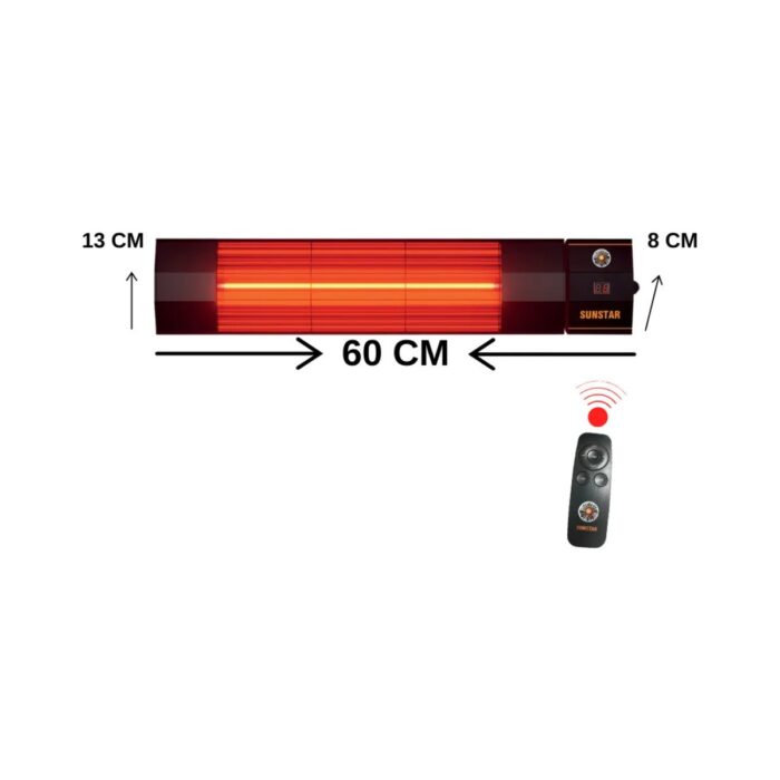 Sunstar Dış Mekan Halojen Soba Infrared Isıtıcı Kumandalı 2000W - Görsel 2