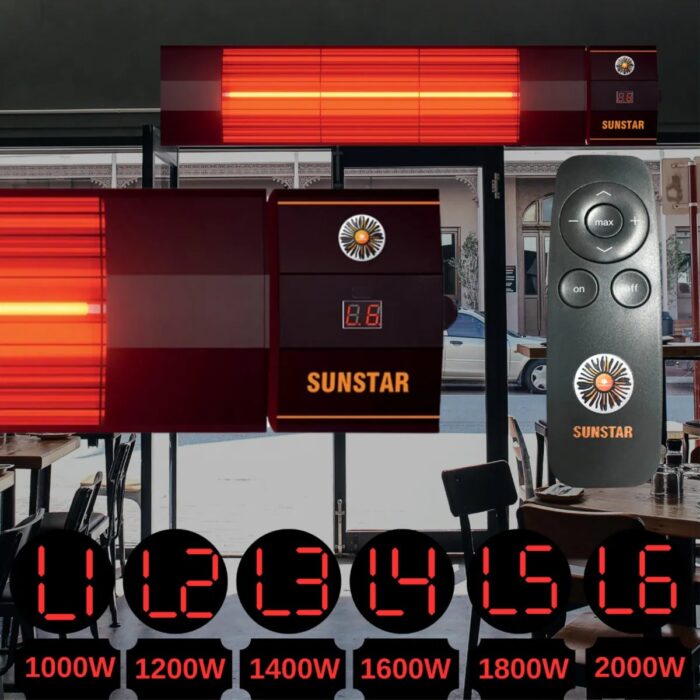 Sunstar Dış Mekan Halojen Soba Infrared Isıtıcı Kumandalı 2000W - Görsel 4