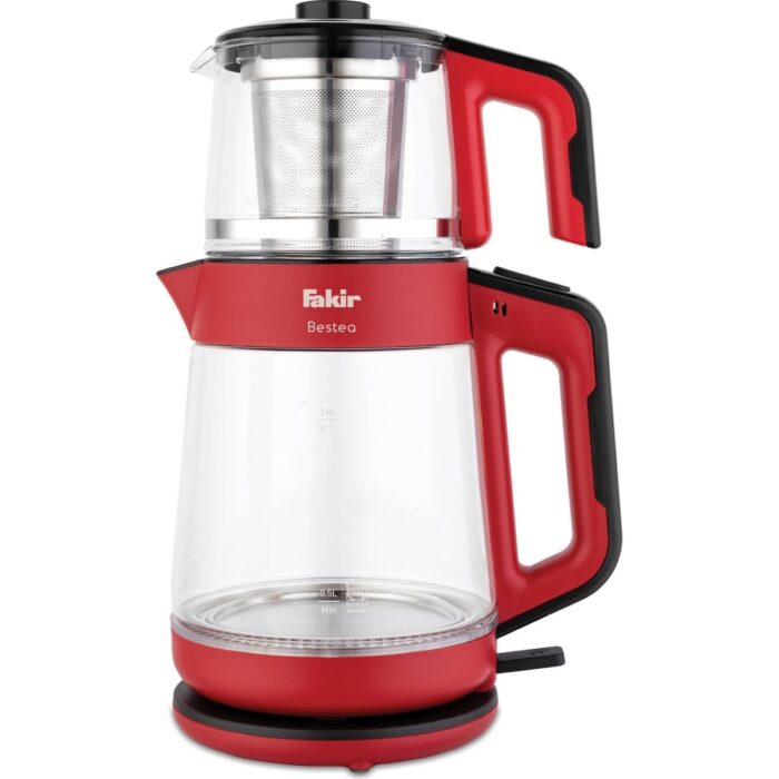 110000824579103.jpg Fakir Bestea 1900 W Cam Çay Makinesi Kırmızı Siyah - Görsel 1