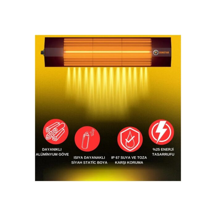 Sunstar Halojen Soba Infrared Termostatlı Isıtıcı 1800W - Görsel 3