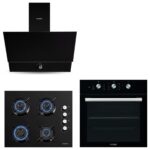 Kumtel Kristal Siyah Cam Ankastre Set (DA6-830 Davlumbaz + KO-40 TAHDF Ocak + B66 - SF2 Fırın)