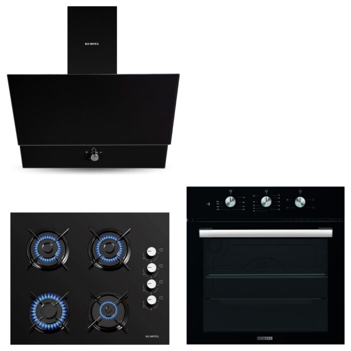 110000827072431.jpg Kumtel Kristal Siyah Cam Ankastre Set (DA6-830 Davlumbaz + KO-40 TAHDF Ocak + B66 - SF2 Fırın) - Görsel 1