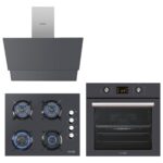 Kumtel Antrasit ( Gri ) Cam Digital / Dokunmatik Ankastre Set - 8 Prog