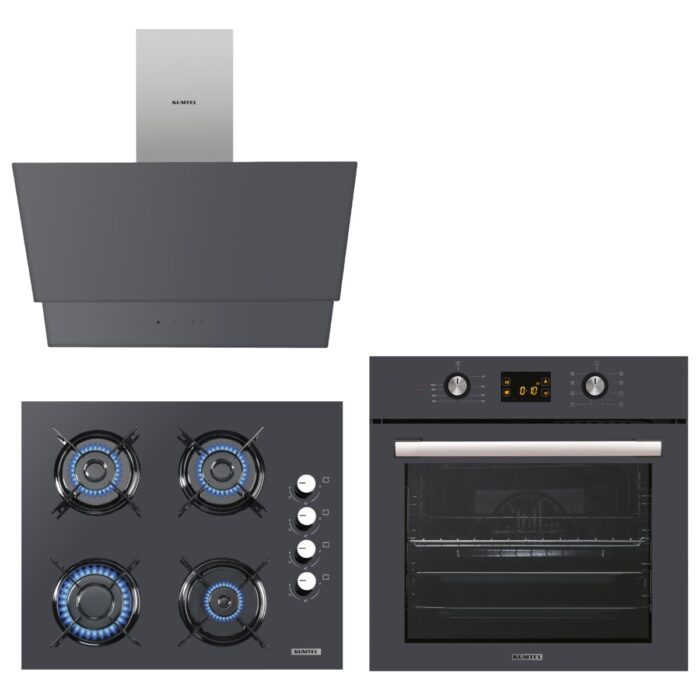 Kumtel Antrasit ( Gri ) Cam Digital / Dokunmatik Ankastre Set - 8 Prog - Görsel 1