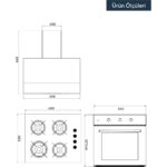 Kumtel Kristal Beyaz Cam Ankastre Set (DA6-830 Davlumbaz + KO-40 TAHDF Ocak + B66-SF2 Fırın) - Görsel 5