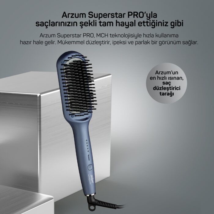 Arzum Superstar Pro Saç Düzleştirici Fırça- Okyanus - Görsel 2