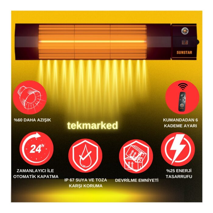 Sunstar Halojen Soba Infrared Isıtıcı Kumandalı 1800W - Görsel 5