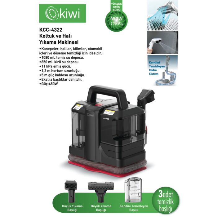 Kiwi KCC-4322 Koltuk ve Halı Yıkama Makinesi Siyah - Görsel 1