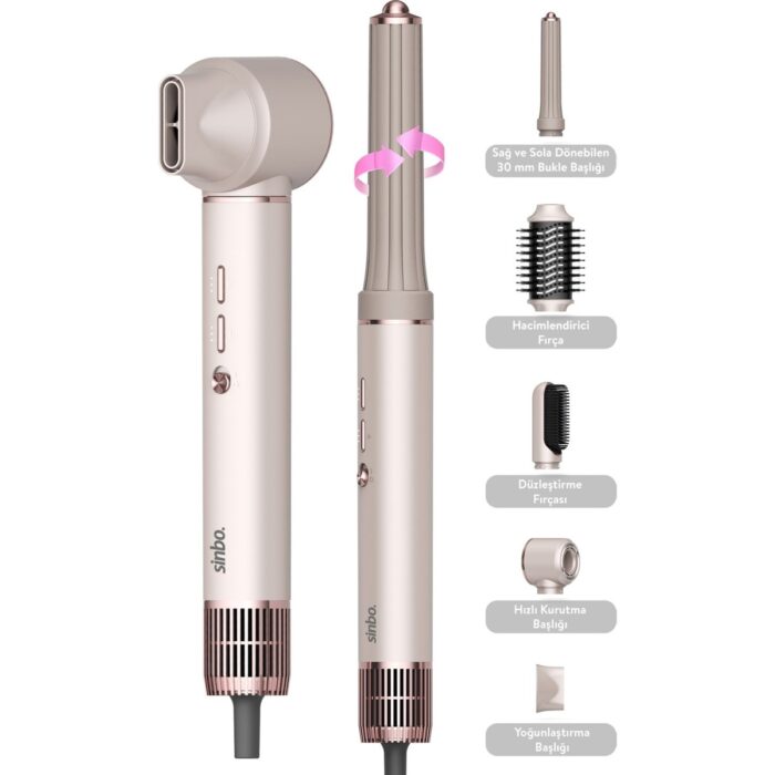 Sinbo Pro Airwrap Compact Uzun Multi-Styler Hava Üfleme 5in1 Saç Şekillendirici Bldc Motor SHD-1729 Şampanya - Görsel 1