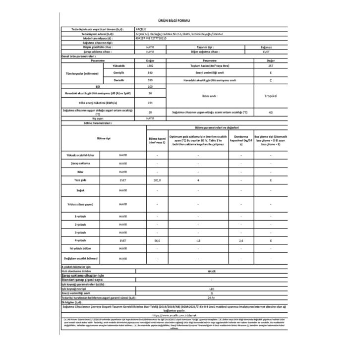Arçelik 454257 MB E Enerji Sınıfı 201 lt Statik Buzdolabı - Görsel 4