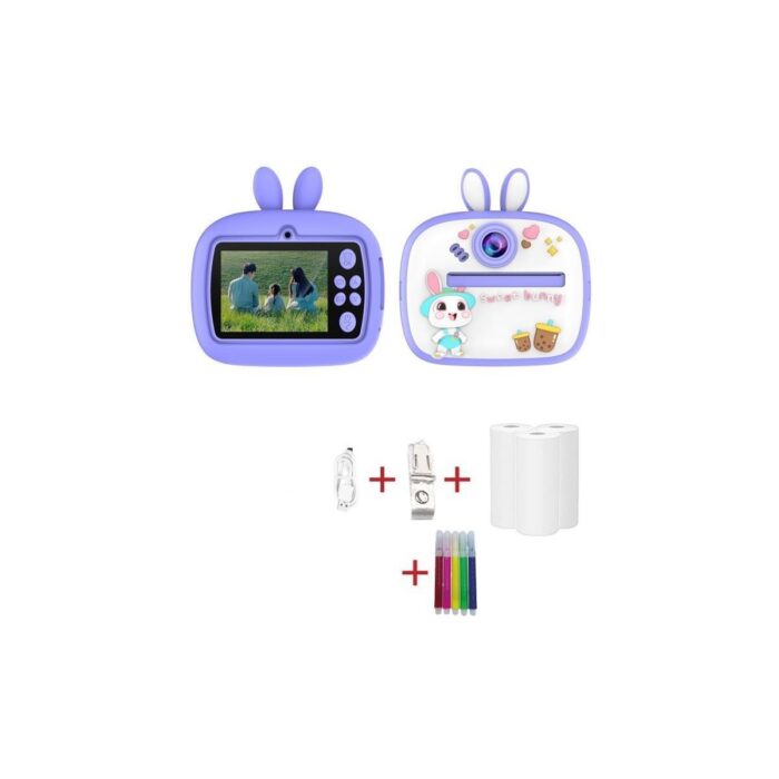 110000848165020.jpg Torima TRM-CMR18 Mor Dijital Video Fotoğraf Çocuk Kamerası Anlık Termal Resim Kağıt Baskılı Yazıcı - Görsel 1