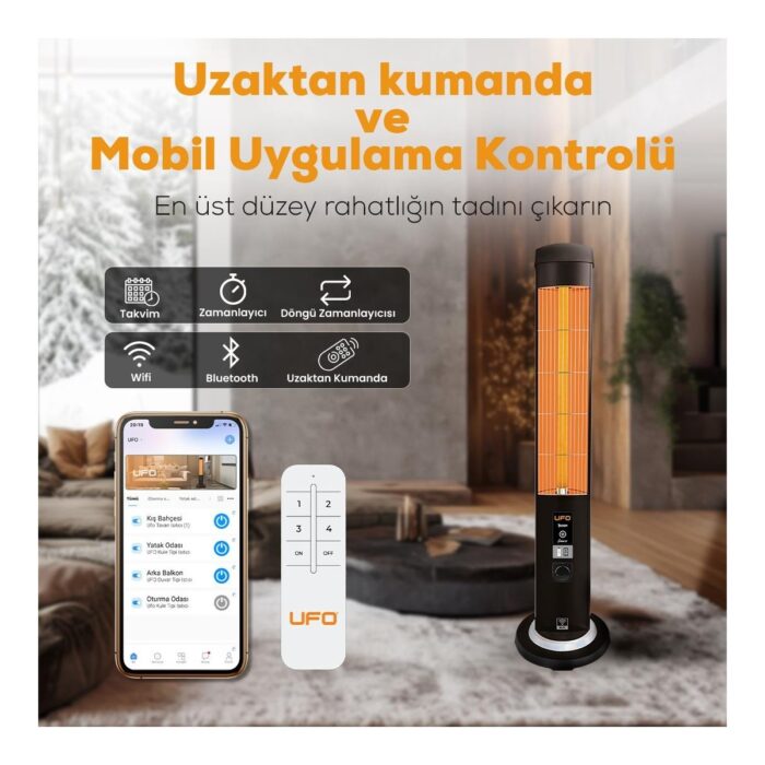 Ufo Therapy Smart 2300W Mobil Uyumlu, Uzaktan Kumandalı, Tasarruf Modlu ve Programlanabilir Kule Tipi Isıtıcı - Görsel 5