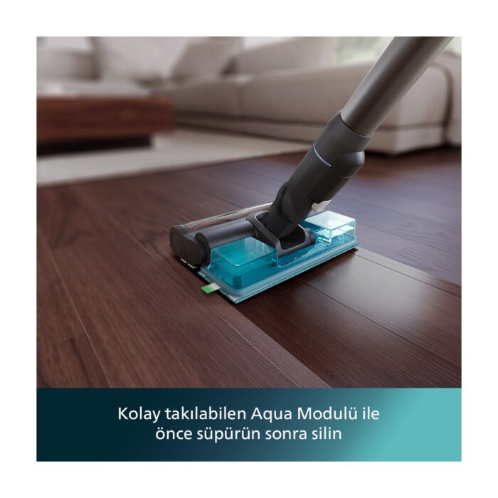 Philips Phılıps XC7053/01 7000 Serisi Aqua 25.2 V Kablosuz Dik Süpürge, PowerCyclone 12, TriActive Akıllı Başlık, 80 dk'ya Kadar Şarj, 3 Aşamalı Filtreleme, - Görsel 4