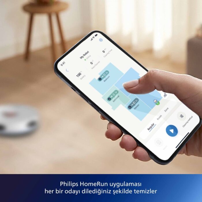 Philips XU2100/20 2000 Serisi Islak Kuru Moplu İstasyonlu Robot Süpürge, HomeRun Uygulaması, LDS Radar Navigasyon, Beyaz, - Görsel 5