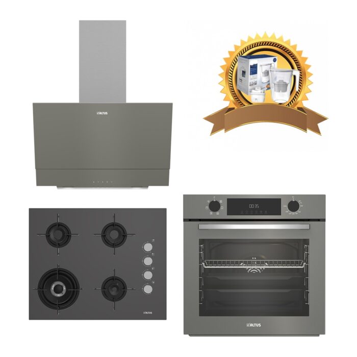 110000854384537.jpg Altus Gri Cam Ankastre Set 322 G Turbo - 189 Dg Woklu - 510 G Davlumbaz - Sürahihediyeli - Görsel 1