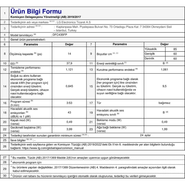 Lg DFC435FP B Enerji Sınıfı 10 Programlı Bulaşık Makinesi - Görsel 5