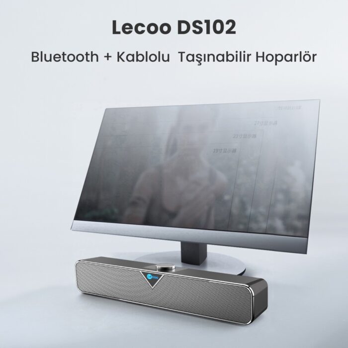 Lecoo DS102 Bluetooth + Kablolu BT/USB/AUX Stereo 6W Soundbar Taşınabilir Hoparlör Siyah - Görsel 2