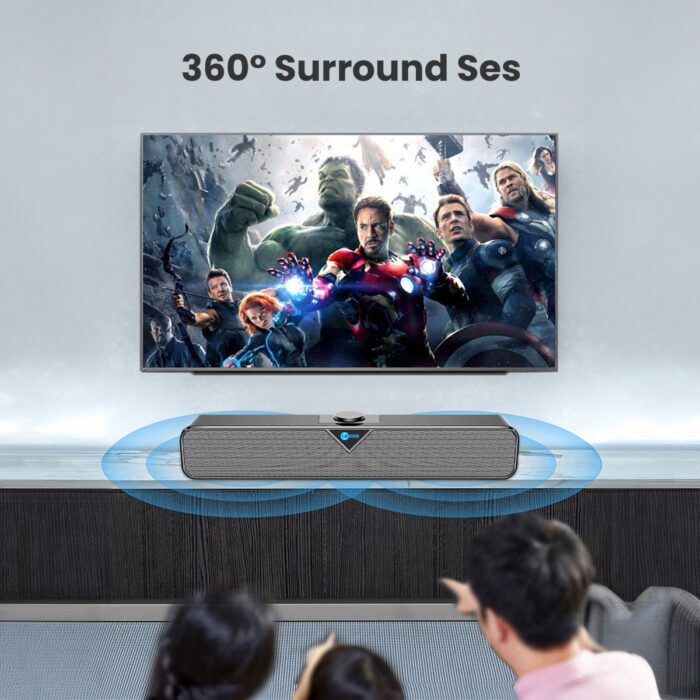 Lecoo DS102 Bluetooth + Kablolu BT/USB/AUX Stereo 6W Soundbar Taşınabilir Hoparlör Siyah - Görsel 4