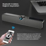 Lecoo DS102 Bluetooth + Kablolu BT/USB/AUX Stereo 6W Soundbar Taşınabilir Hoparlör Siyah - Görsel 5