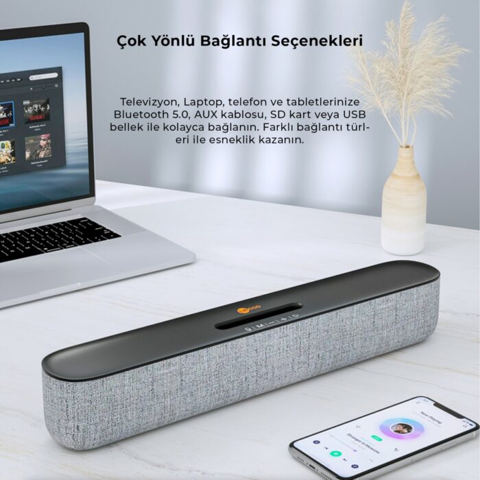 Lecoo DS108 Kablosuz Bluetooth 10W Soundbar Taşınabilir Stereo Hoparlör Siyah - Görsel 4