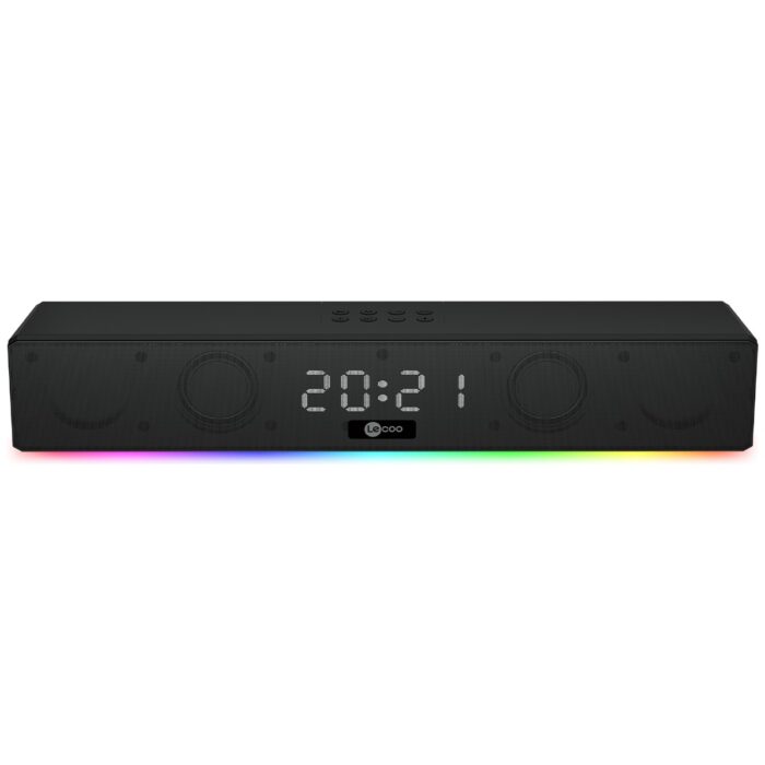 110000869245043.jpg Lecoo DS103 Kablosuz Bluetooth 10W RGB Saat/Alarm Stereo Soundbar Hoparlör Siyah - Görsel 1