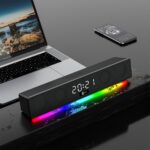 Lecoo DS103 Kablosuz Bluetooth 10W RGB Saat/Alarm Stereo Soundbar Hoparlör Siyah - Görsel 4