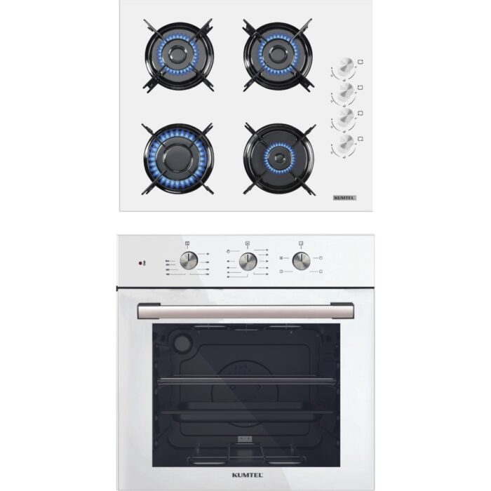 110000873472622.jpg Kumtel 2'li Beyaz Cam Ankastre Set - Görsel 1