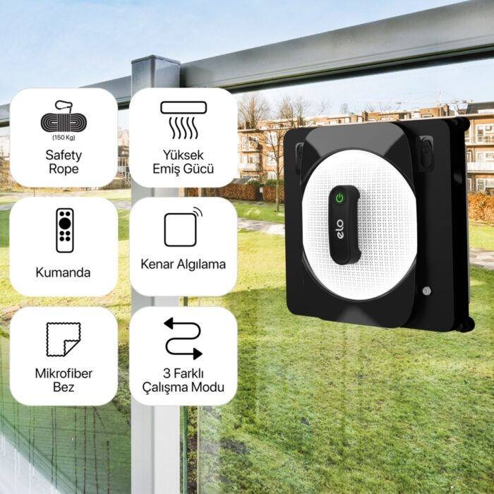 Xenon Smart Elo Cam Temizleme Robotu Ultra Sessiz Mobil Uygulama Kontrollü Kumandalı Pencere Temizlik Robotu X8681 - Görsel 2