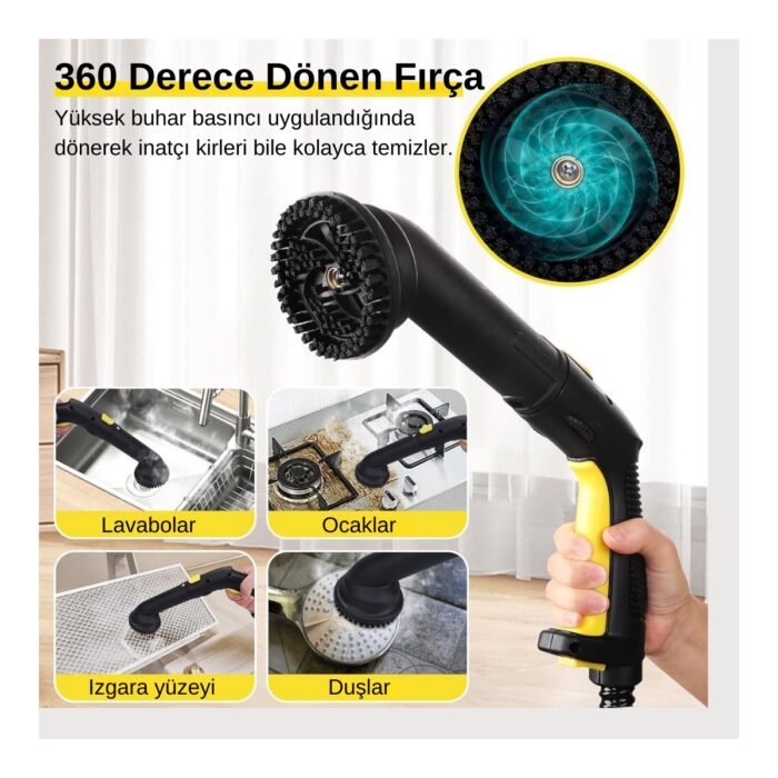 Robx S608 Yeni Nesil Çok Fonksiyonel 28 Adet Aksesuar 5 Metre Kablolu Buharlı Temizlik Makinesi - Görsel 2